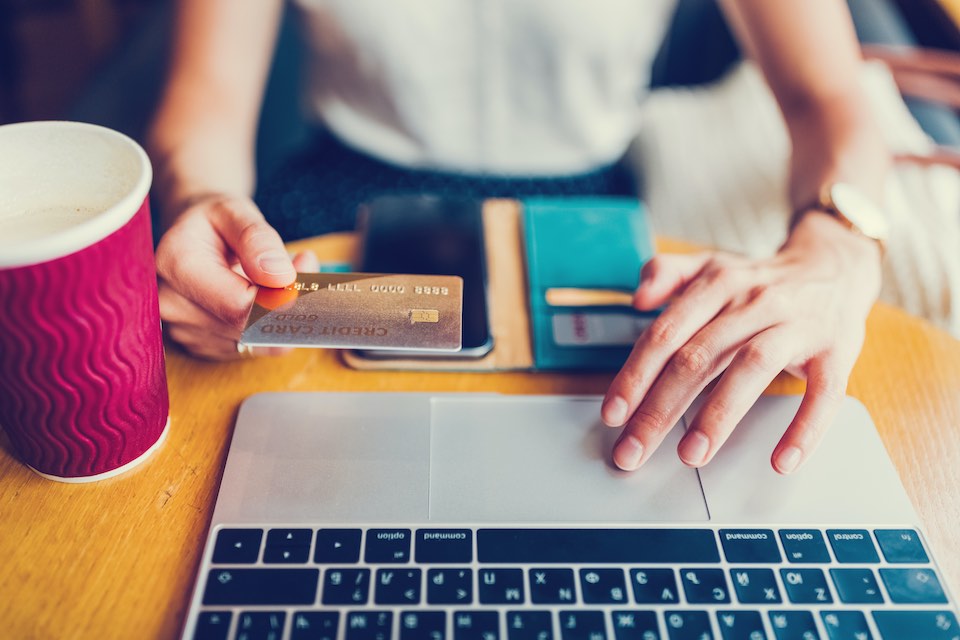 a woman making an international purchase