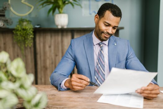 Man in suit working