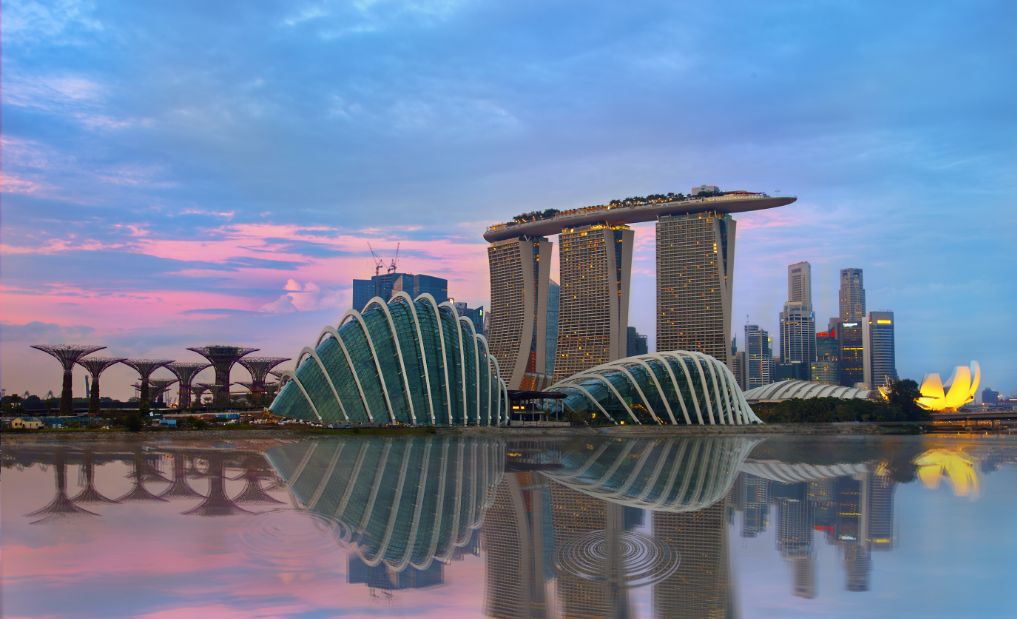 Image of Downtown Singapore Skyscrapers with Rooftop Garden