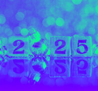 Wooden Blocks Displaying The Year 2025, With A Silver Christmas Ornament Replacing The Zero